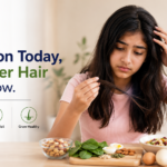 Nutritional deficiency hair fall in teens: Indian teenager concerned about hair loss and healthy nutrition